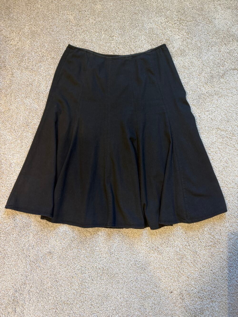 Lauren Jeans Co Ralph Lauren Black Cotton Midi Skirt Size 12 A-Line Flare